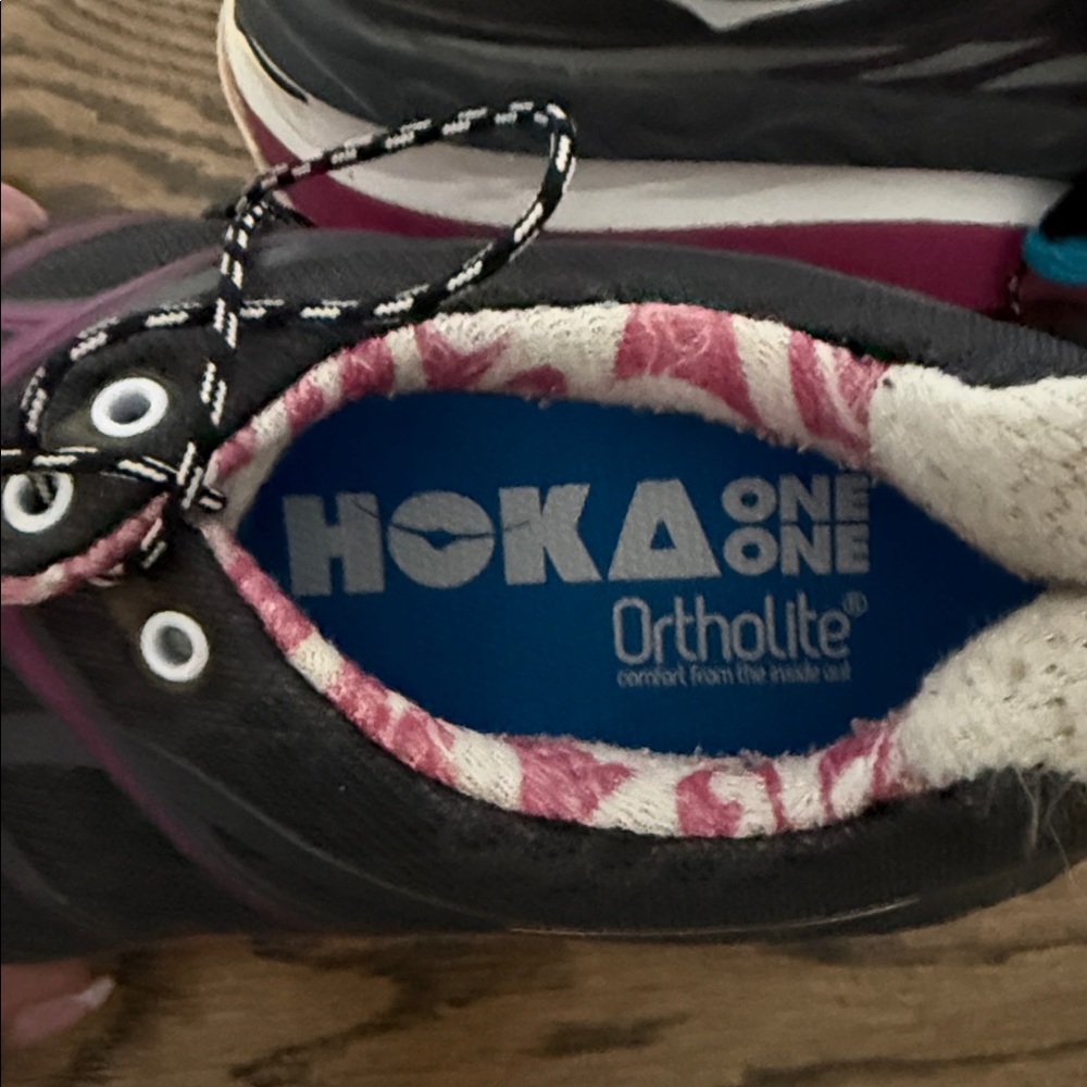 Hoka One One Hubble Women's Dark Gray and Pink Athletic-9 - Picture 8 of 11